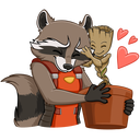 Стикер Ракета и Грут #9 ВКонтакте